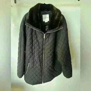 Andrew Marc Quilted Jacket with Faux Fur Collar